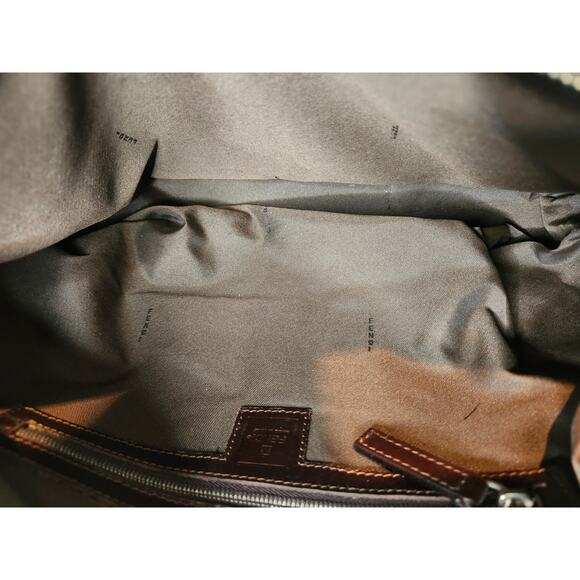Fendi Zucca Canvas Dome Satchel Handbag Brown Leather Trim FF Silver Hardware - Picture 13 of 16